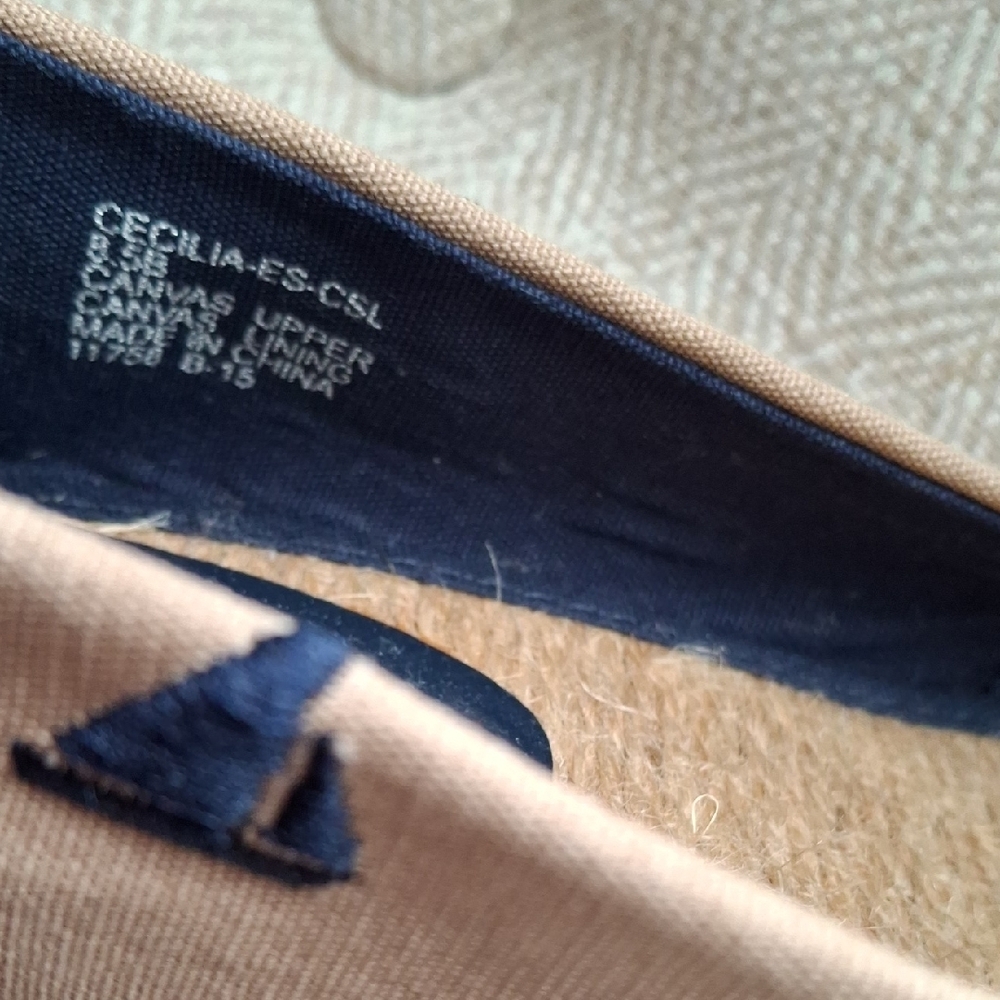 Lauren Ralph Lauren Tan Canvas Flats with Navy Sailboat Embroidery - Picture 7 of 7